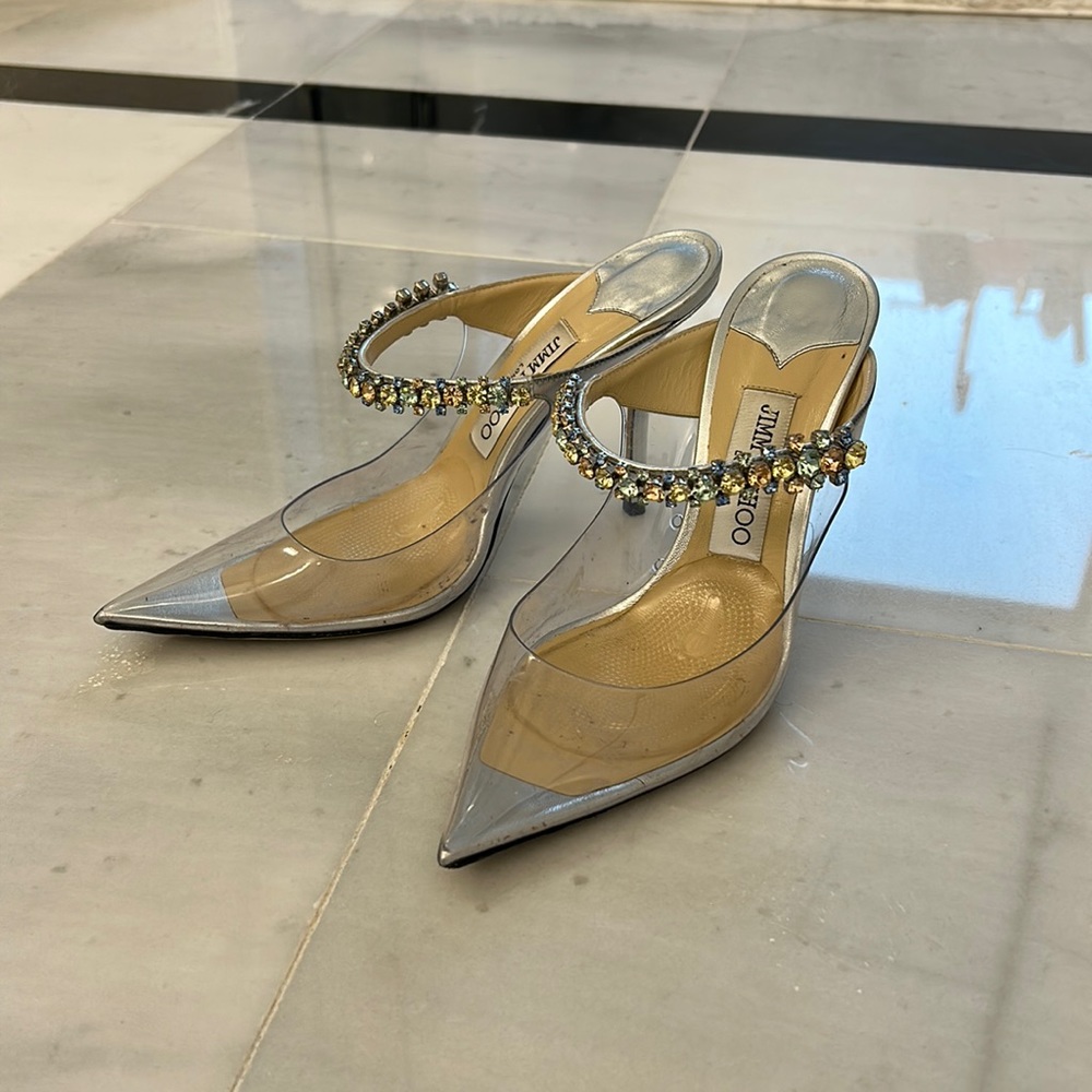 Jimmy choo bing 100 transparent with pastel jewels